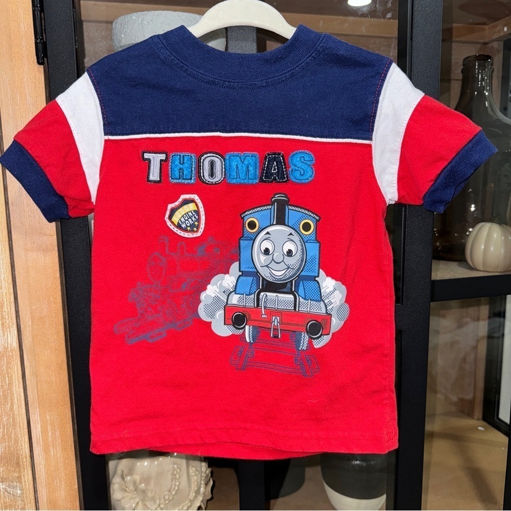 Vintage Thomas The Train tee tshirt toddler baby boy navy applique embroidered